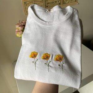 Long Sleeve Brandy Melville Flower Top